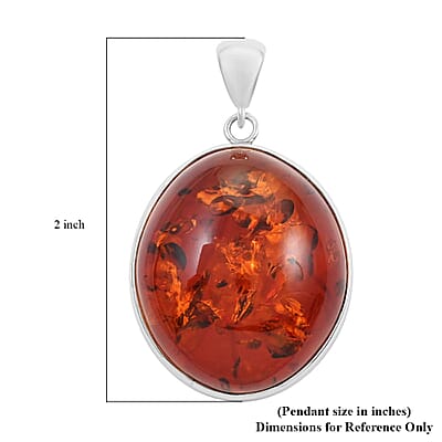 Baltic Amber Round Pendant in Sterling Silver 8.8 Grams