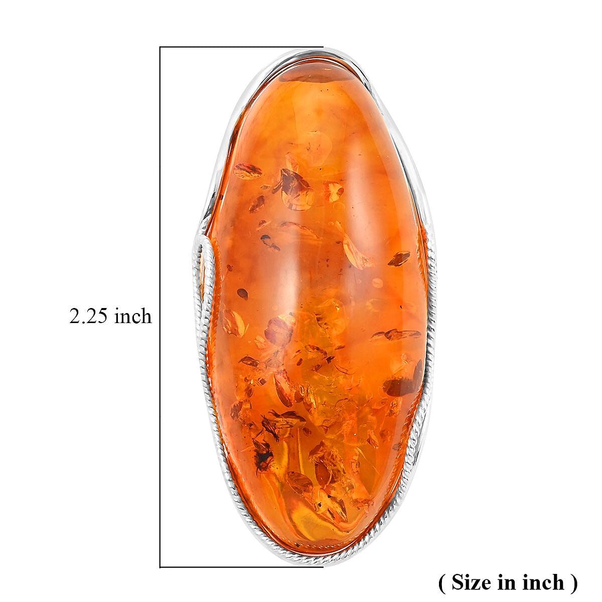 Baltic Amber Oval Brooch in Sterling Silver 8.5 Grams image number 4