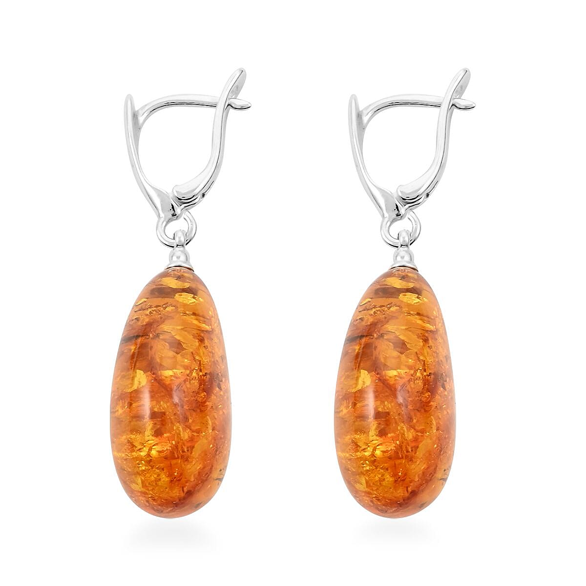 Baltic Amber Drop Earrings in Sterling Silver image number 3