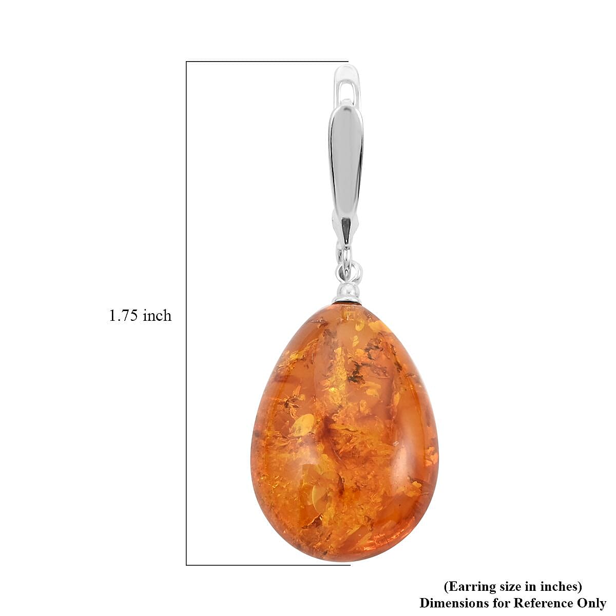 Baltic Amber Drop Earrings in Sterling Silver image number 4