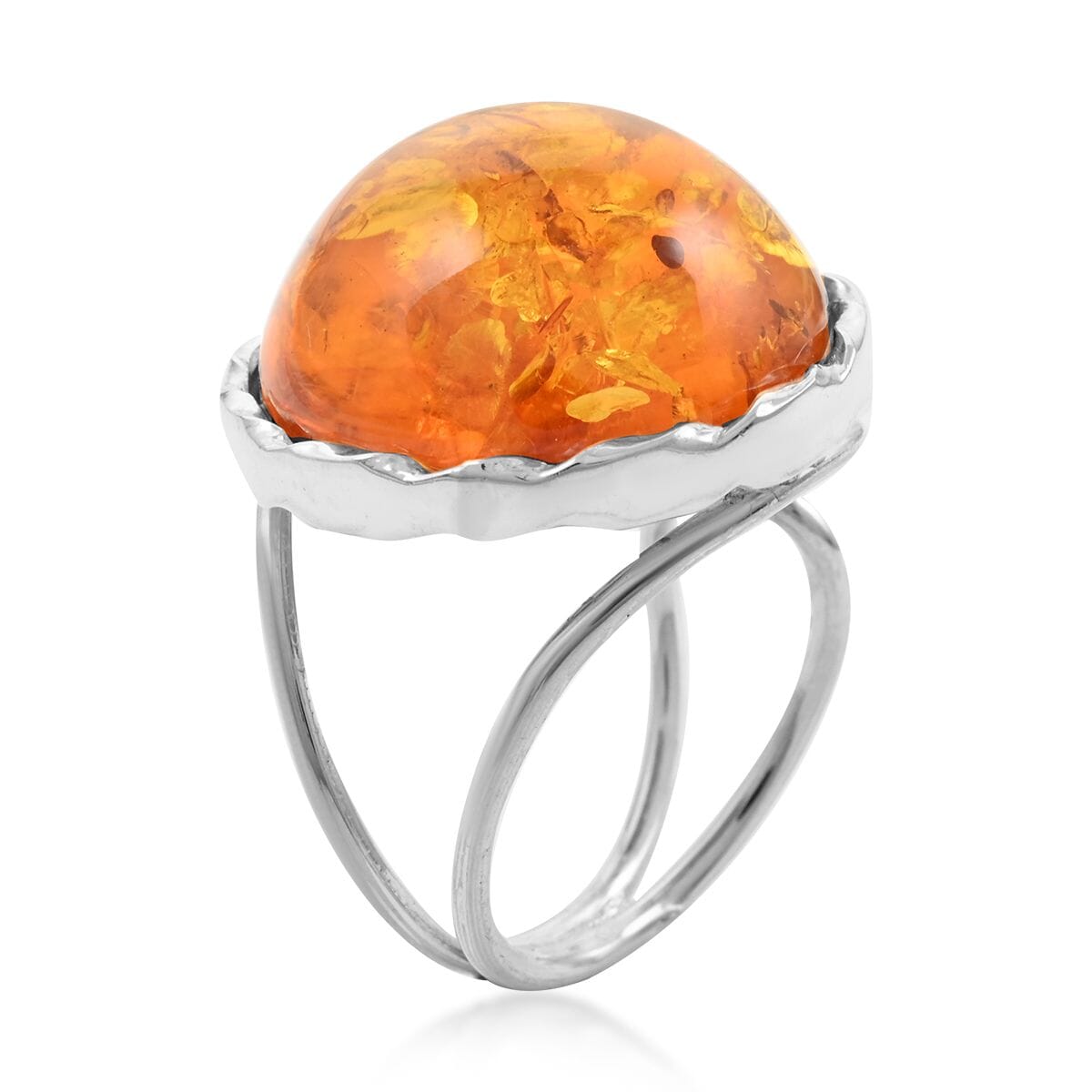 Baltic Amber Round Ring in Sterling Silver image number 3