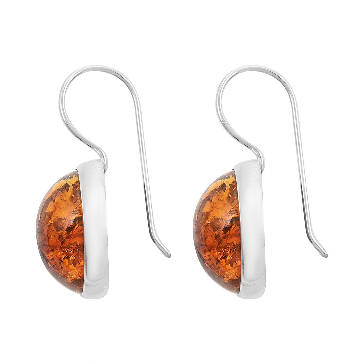 Baltic Amber Round Cab Earrings in Sterling Silver image number 3