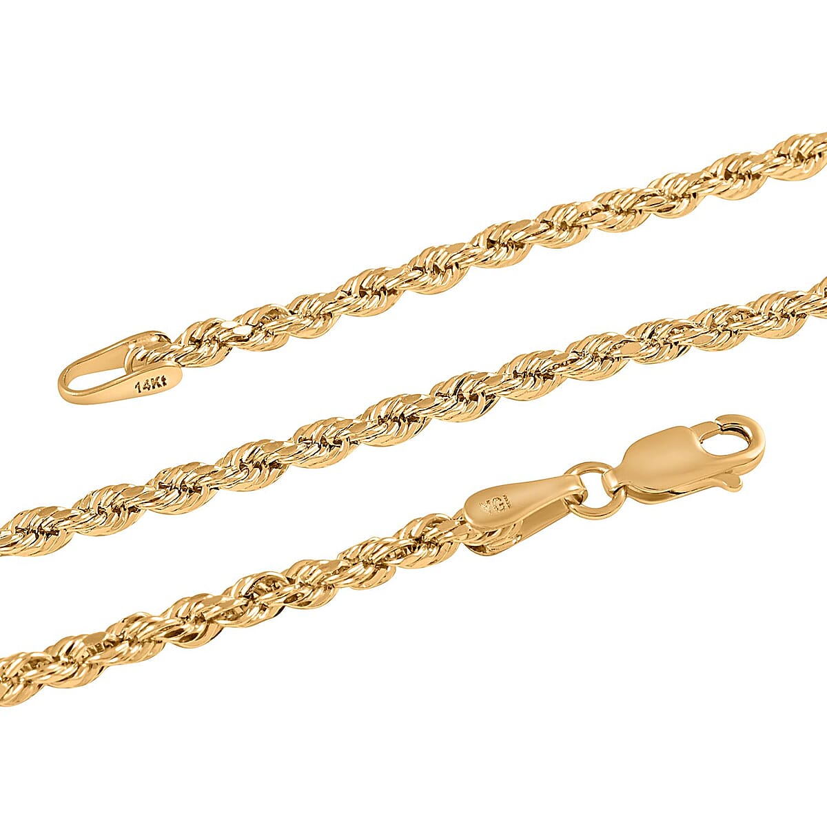 14K Yellow Gold 3mm Rope Necklace 20 Inches 5 Grams image number 2