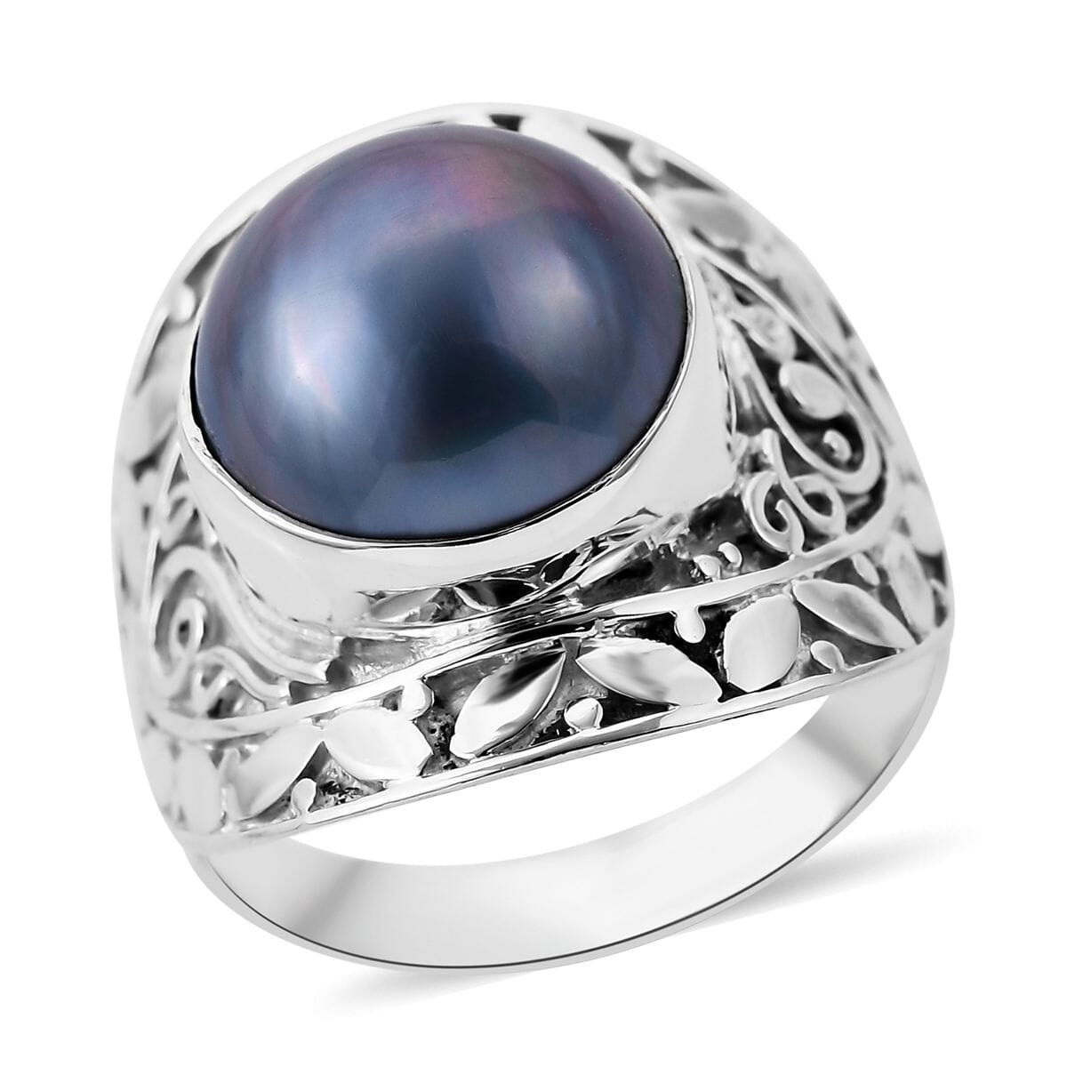 Bali Legacy Blue Mabe Pearl Ring in Sterling Silver (Size 5.0) image number 0