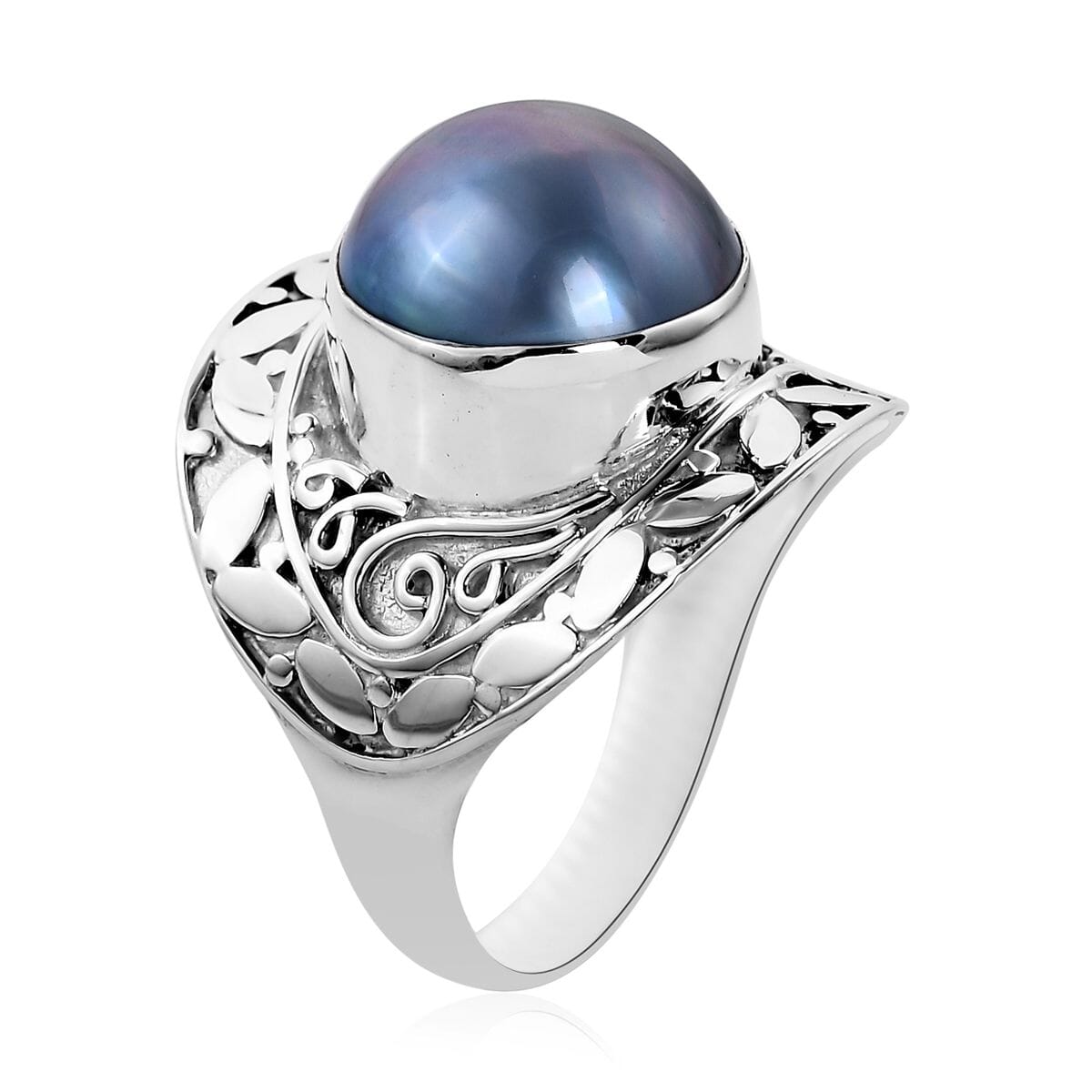 Bali Legacy Blue Mabe Pearl Ring in Sterling Silver (Size 5.0) image number 3