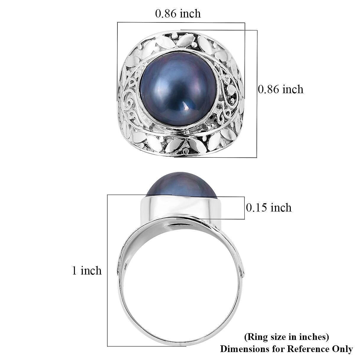 Bali Legacy Blue Mabe Pearl Ring in Sterling Silver (Size 7.0)