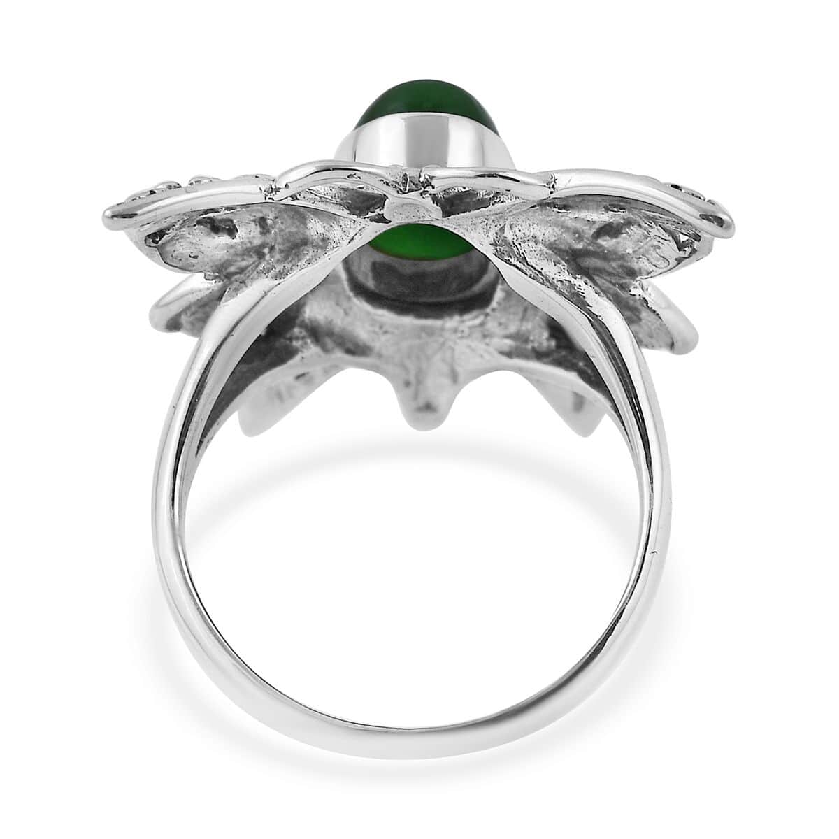 Bali Legacy Green Jade (D) Butterfly Ring in Sterling Silver (Size 6.0) 2.50 ctw image number 4