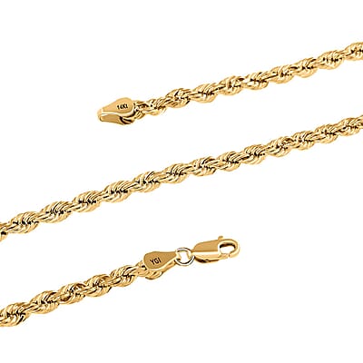 14K Yellow Gold 4mm Rope Necklace 26 Inches 9.60 Grams