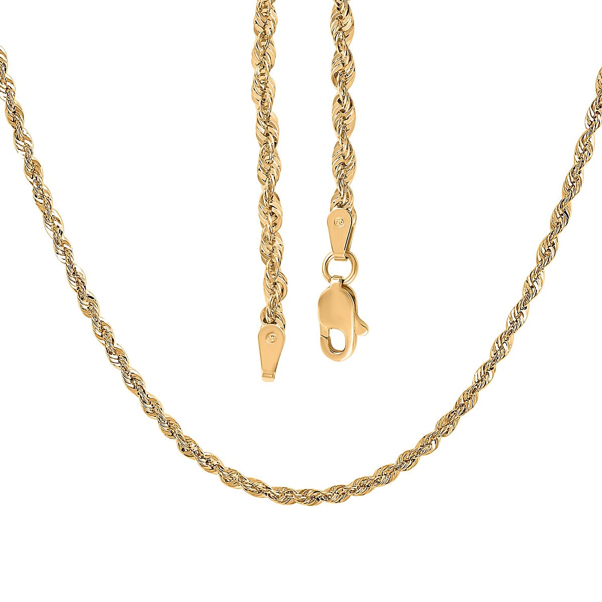 14K Yellow Gold 1.9mm Rope Necklace 24 Inches 2.45 Grams image number 4