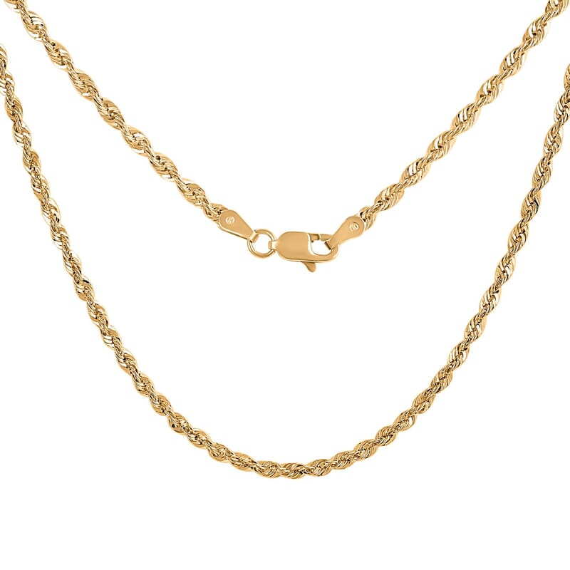 14K Yellow Gold 2.52mm Rope Necklace 18 Inches 3.20 Grams