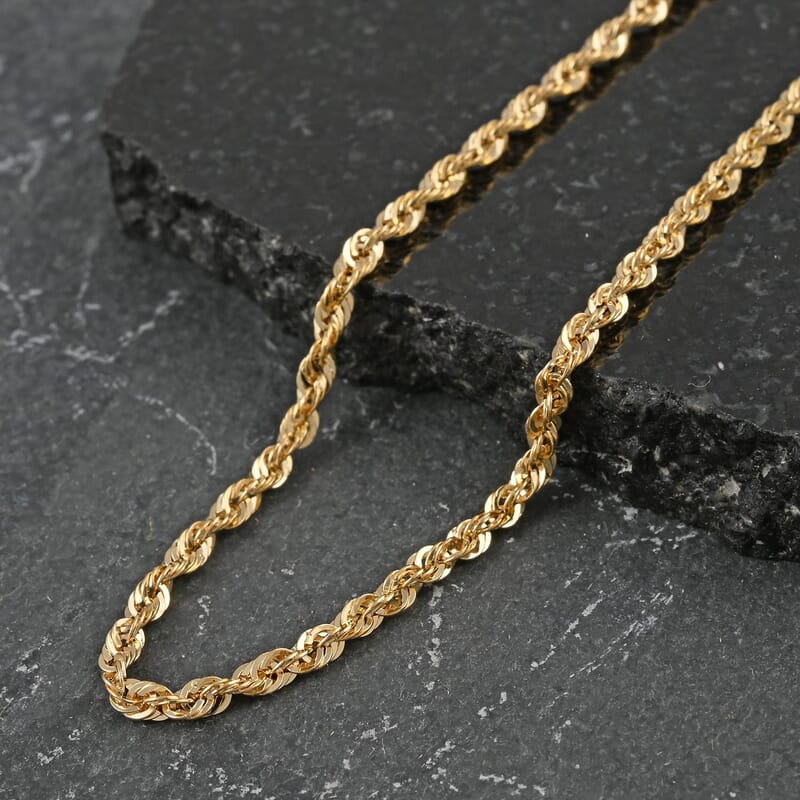 14K Yellow Gold 2.52mm Rope Necklace 18 Inches 3.20 Grams