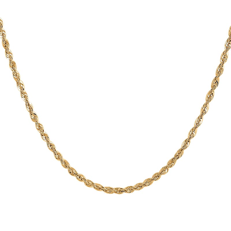 14K Yellow Gold 2.52mm Rope Necklace 18 Inches 3.20 Grams