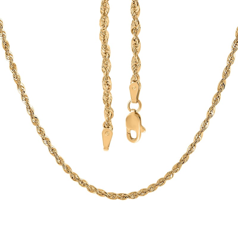 14K Yellow Gold 2.52mm Rope Necklace 18 Inches 3.20 Grams