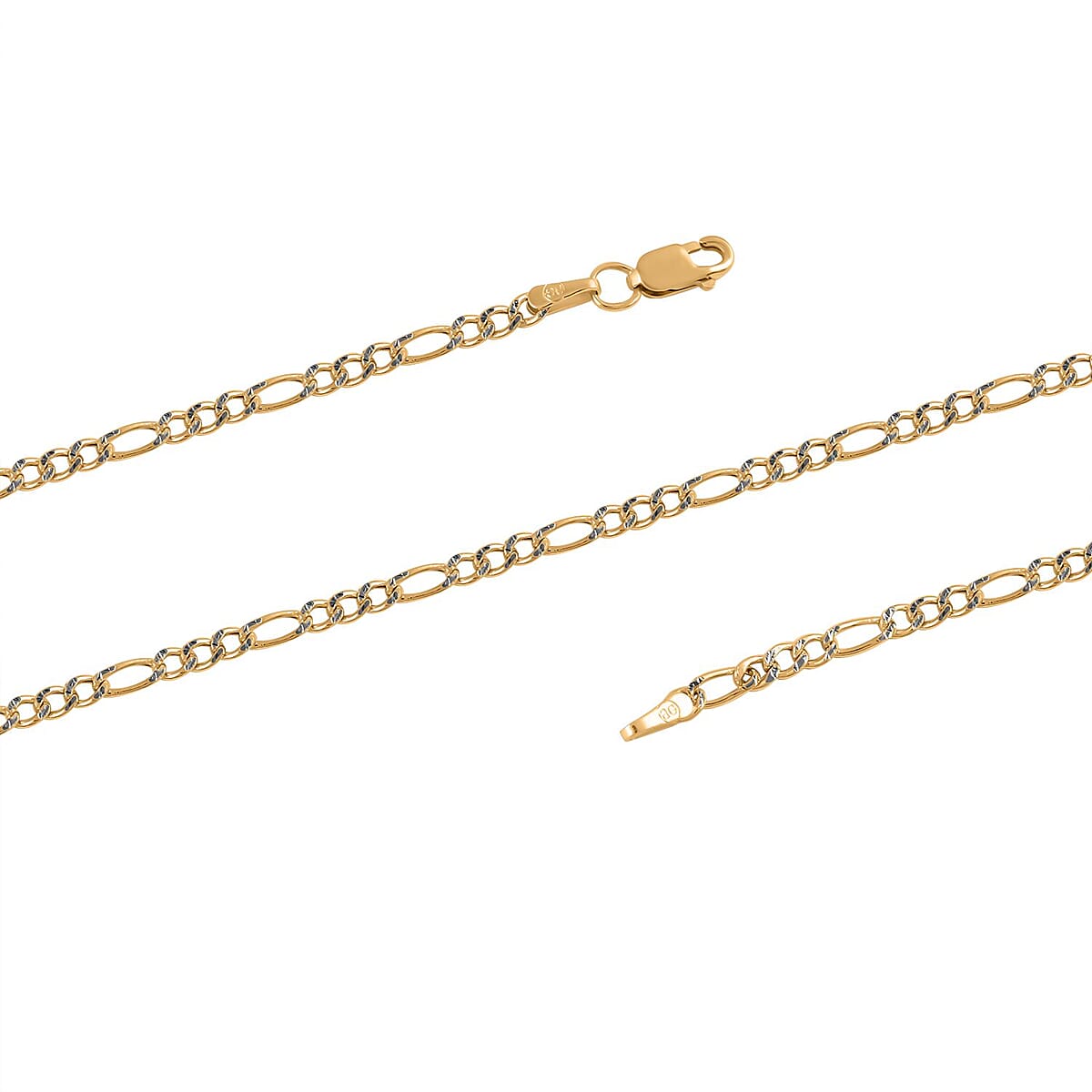 10K Yellow Gold 2.5mm Pave Figaro Necklace 18 Inches 2.2 Grams image number 2