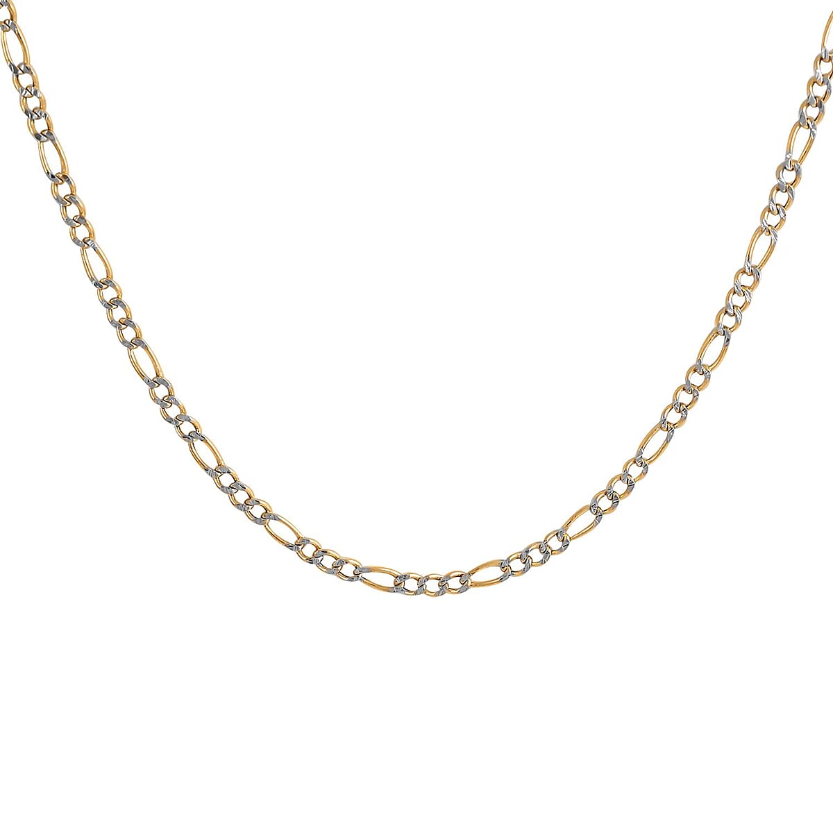 10K Yellow Gold 2.5mm Pave Figaro Necklace 18 Inches 2.2 Grams image number 3