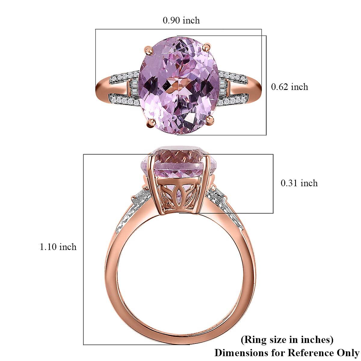 Luxoro 14K Rose Gold AAA Martha Rocha Kunzite and G-H I3 Diamond Ring (Size 10.0) 6.65 ctw