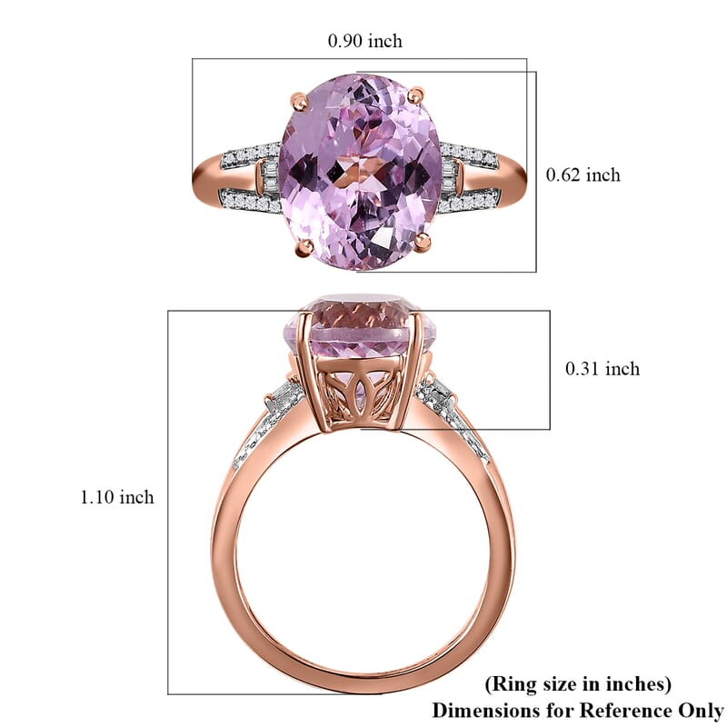 Luxoro 14K Rose Gold AAA Martha Rocha Kunzite and G-H I3 Diamond Ring (Size 10.0) 6.65 ctw