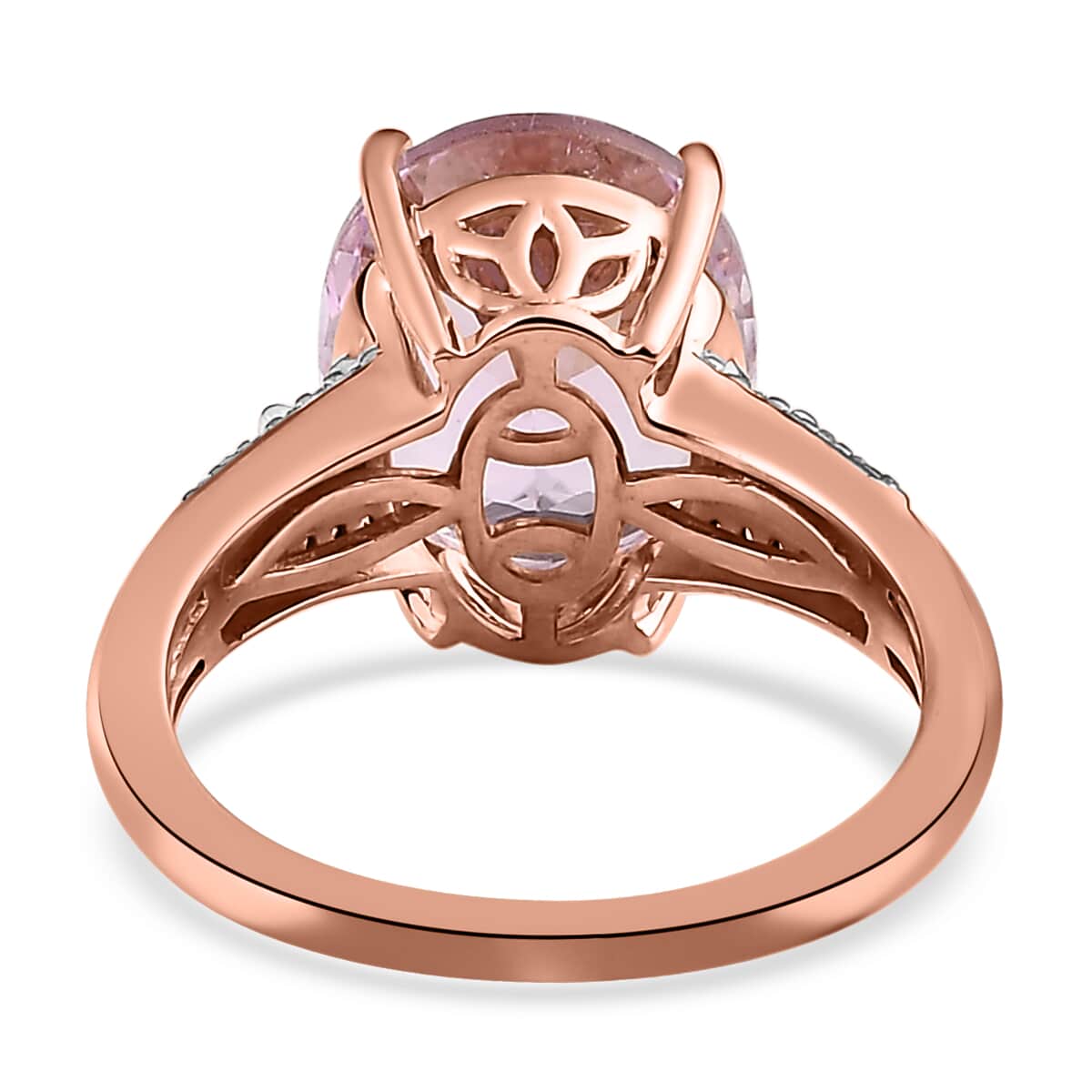 Luxoro 14K Rose Gold AAA Martha Rocha Kunzite and G-H I3 Diamond Ring (Size 6.0) 6.65 ctw image number 4