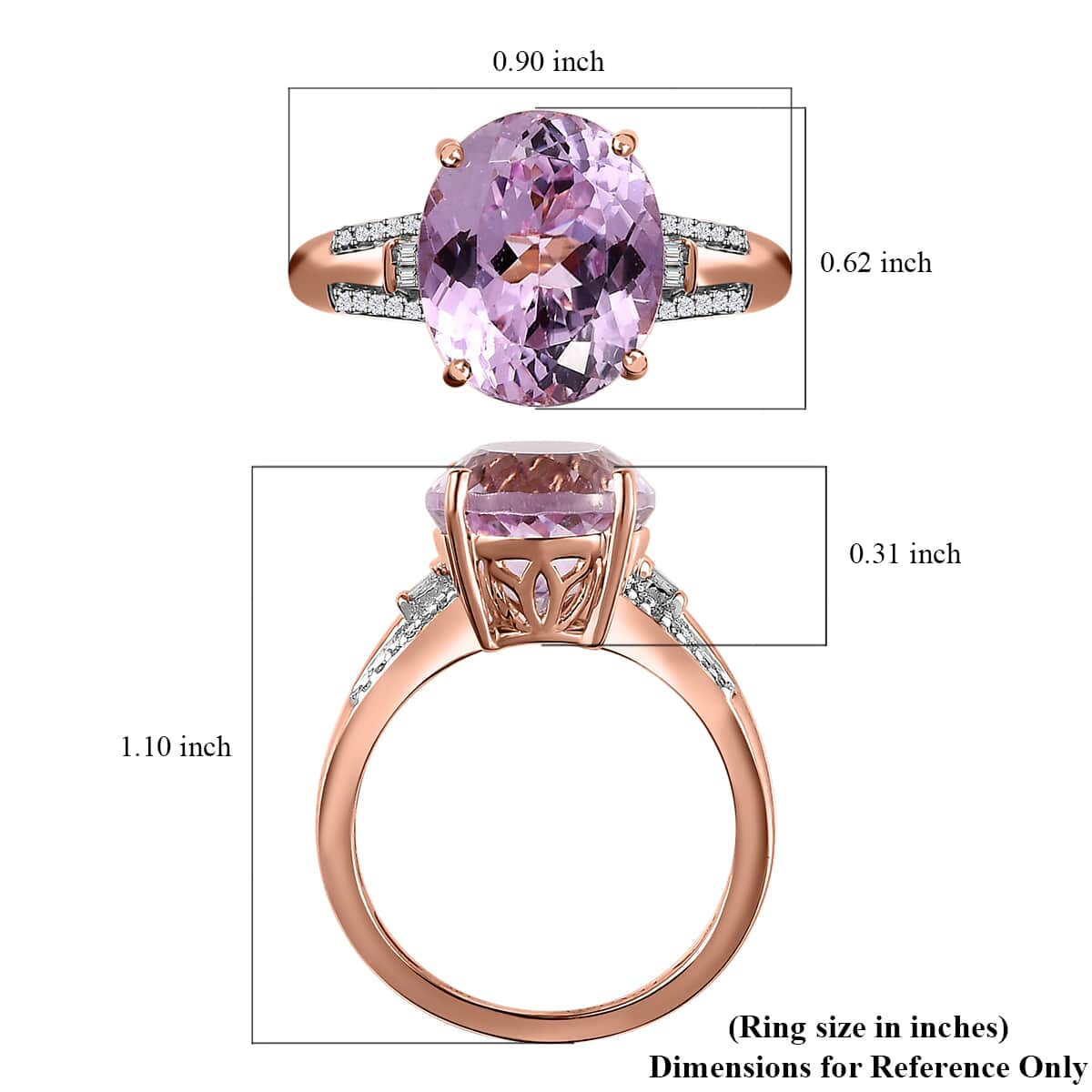 Luxoro 14K Rose Gold AAA Martha Rocha Kunzite and G-H I3 Diamond Ring (Size 6.0) 6.65 ctw image number 5