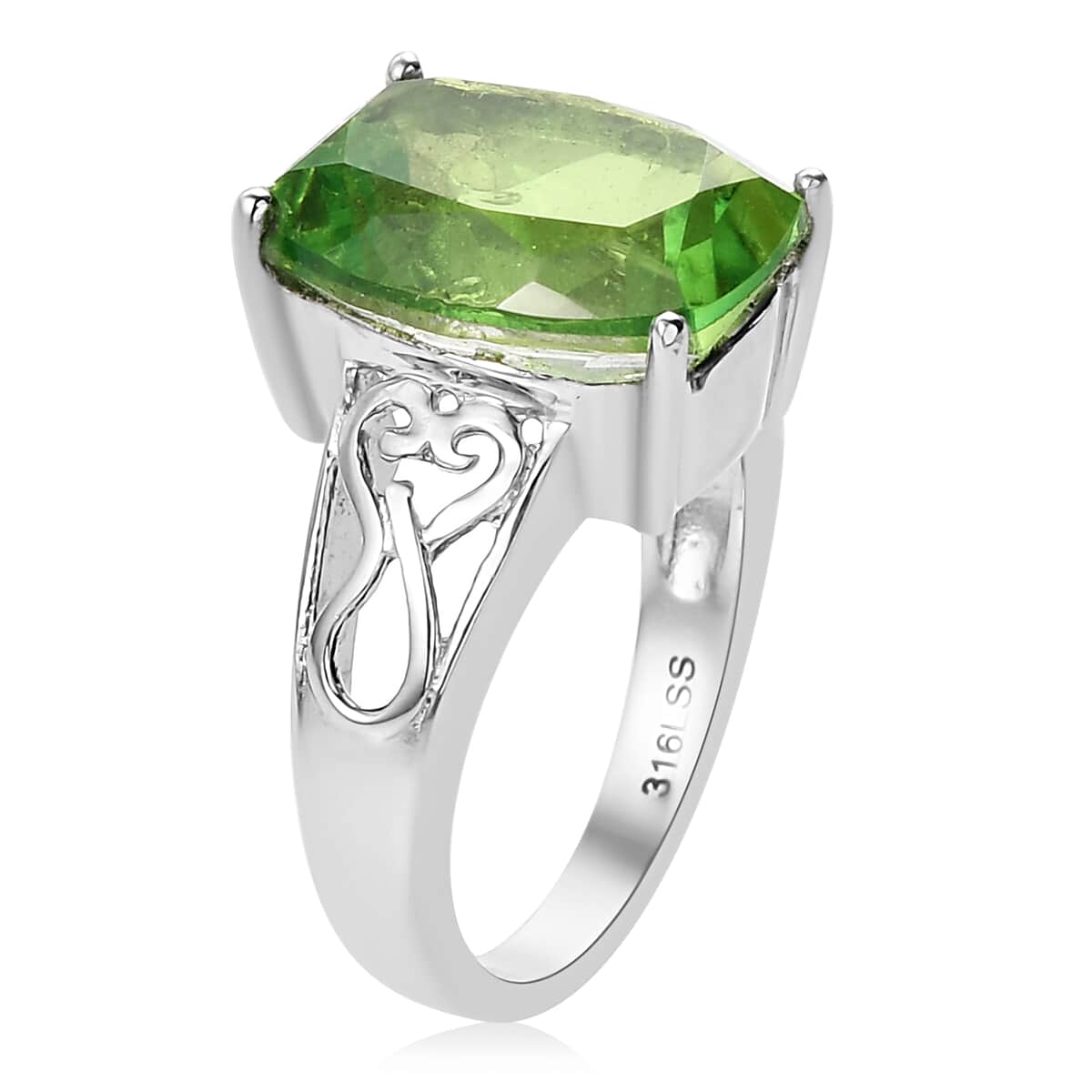 Chartreuse Quartz Solitaire Ring in Stainless Steel (Size 10.0) 7.25 ctw | Tarnish-Free, Waterproof, Sweat Proof Jewelry image number 3