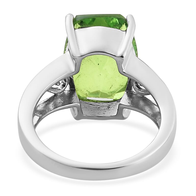 Chartreuse Quartz Solitaire Ring in Stainless Steel (Size 10.0) 7.25 ctw | Tarnish-Free, Waterproof, Sweat Proof Jewelry