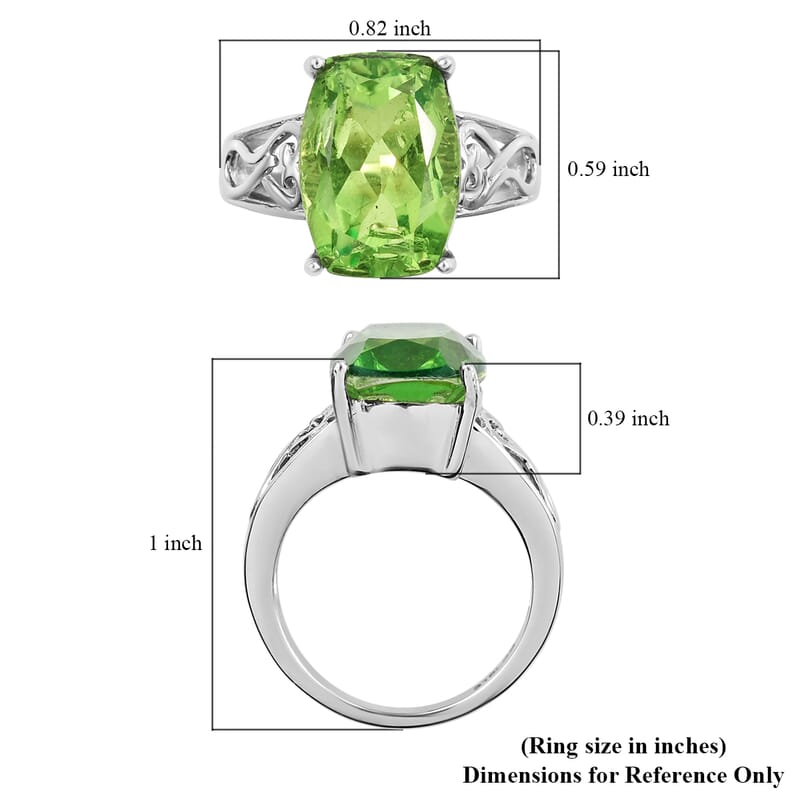 Chartreuse Quartz Solitaire Ring in Stainless Steel (Size 10.0) 7.25 ctw | Tarnish-Free, Waterproof, Sweat Proof Jewelry