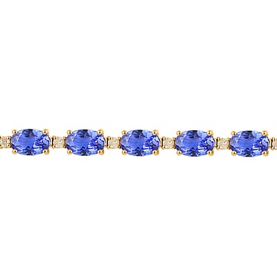 Luxoro 14K Yellow Gold AAA Tanzanite and I3 Natural Yellow Diamond Bracelet (7.25 In) 10.35 ctw