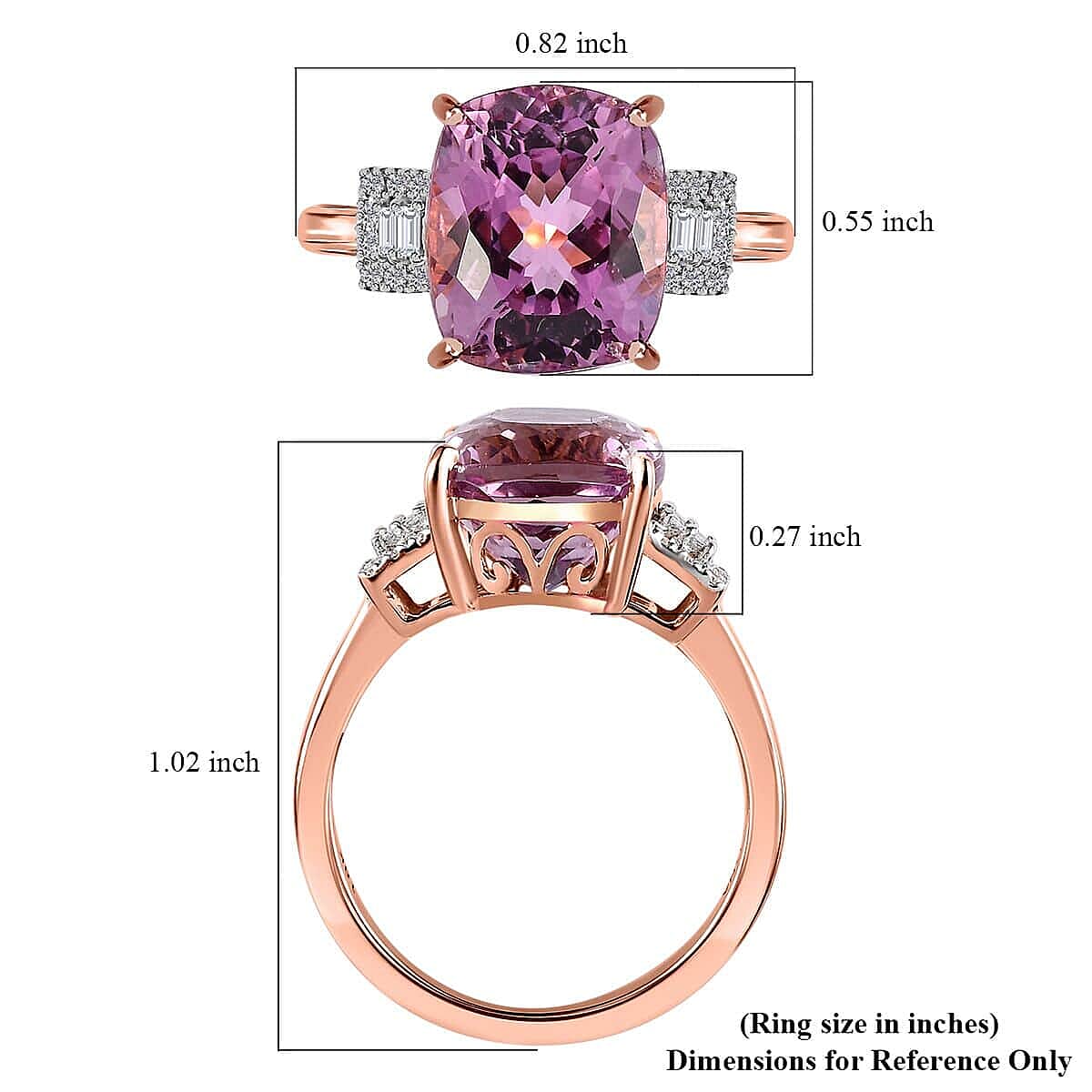 Iliana 18K Rose Gold AAAA Patroke Kunzite and Diamond G-H SI Ring (Size 7.0) 5.65 ctw