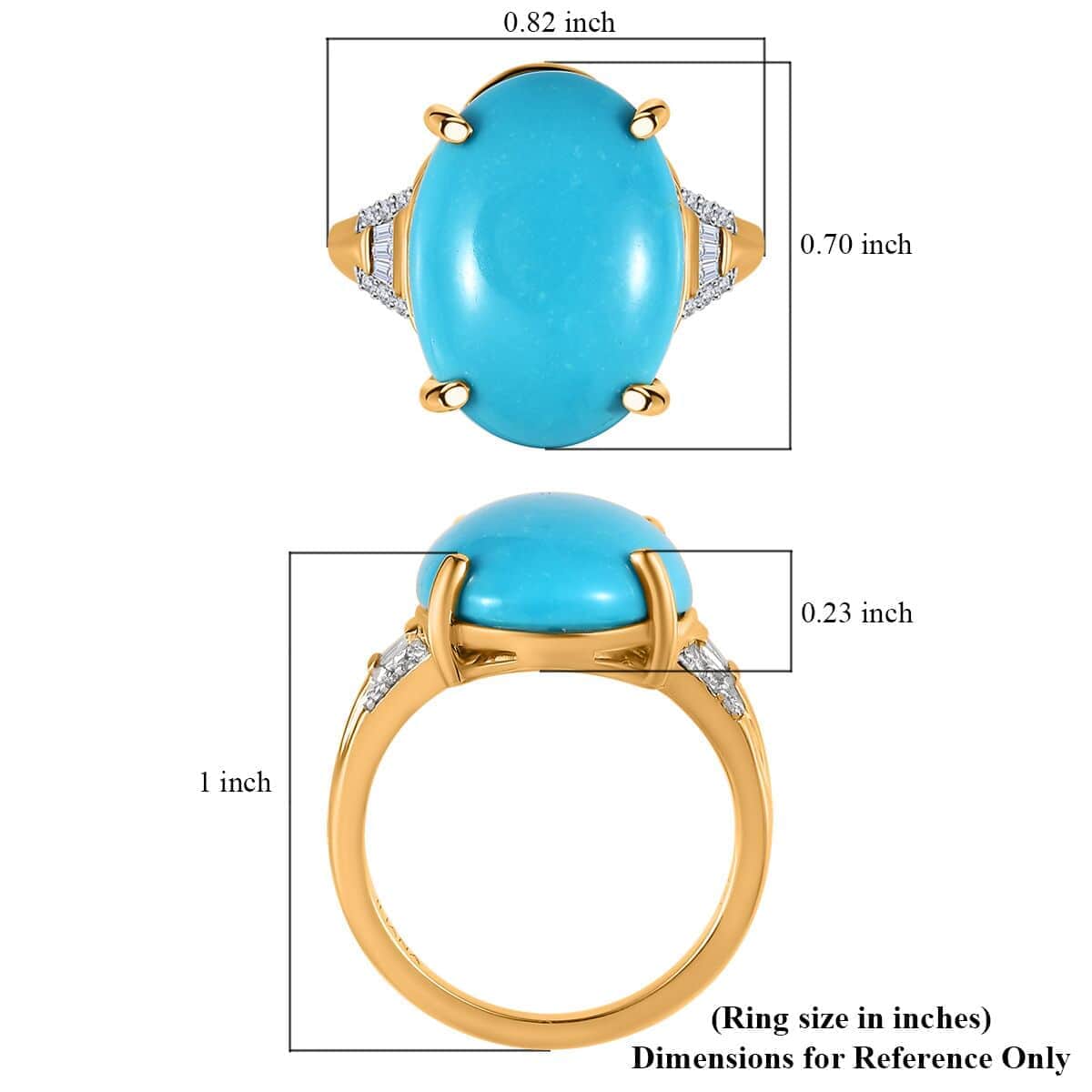 Iliana 18K Yellow Gold AAA Sleeping Beauty Turquoise and G-H SI Diamond Ring 9.35 ctw image number 5