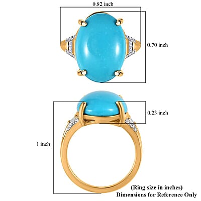 Iliana 18K Yellow Gold AAA Sleeping Beauty Turquoise and G-H SI Diamond Ring (Size 7.0) 4.35 Grams 10.25 ctw