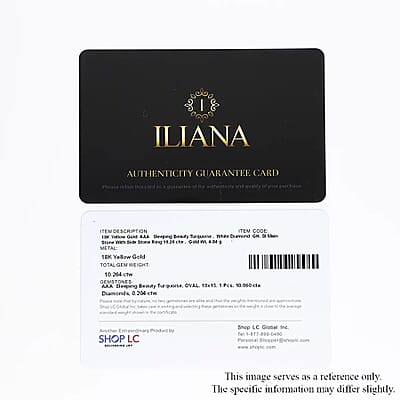 Iliana 18K Yellow Gold AAA Sleeping Beauty Turquoise and G-H SI Diamond Ring (Size 7.0) 4.35 Grams 10.25 ctw