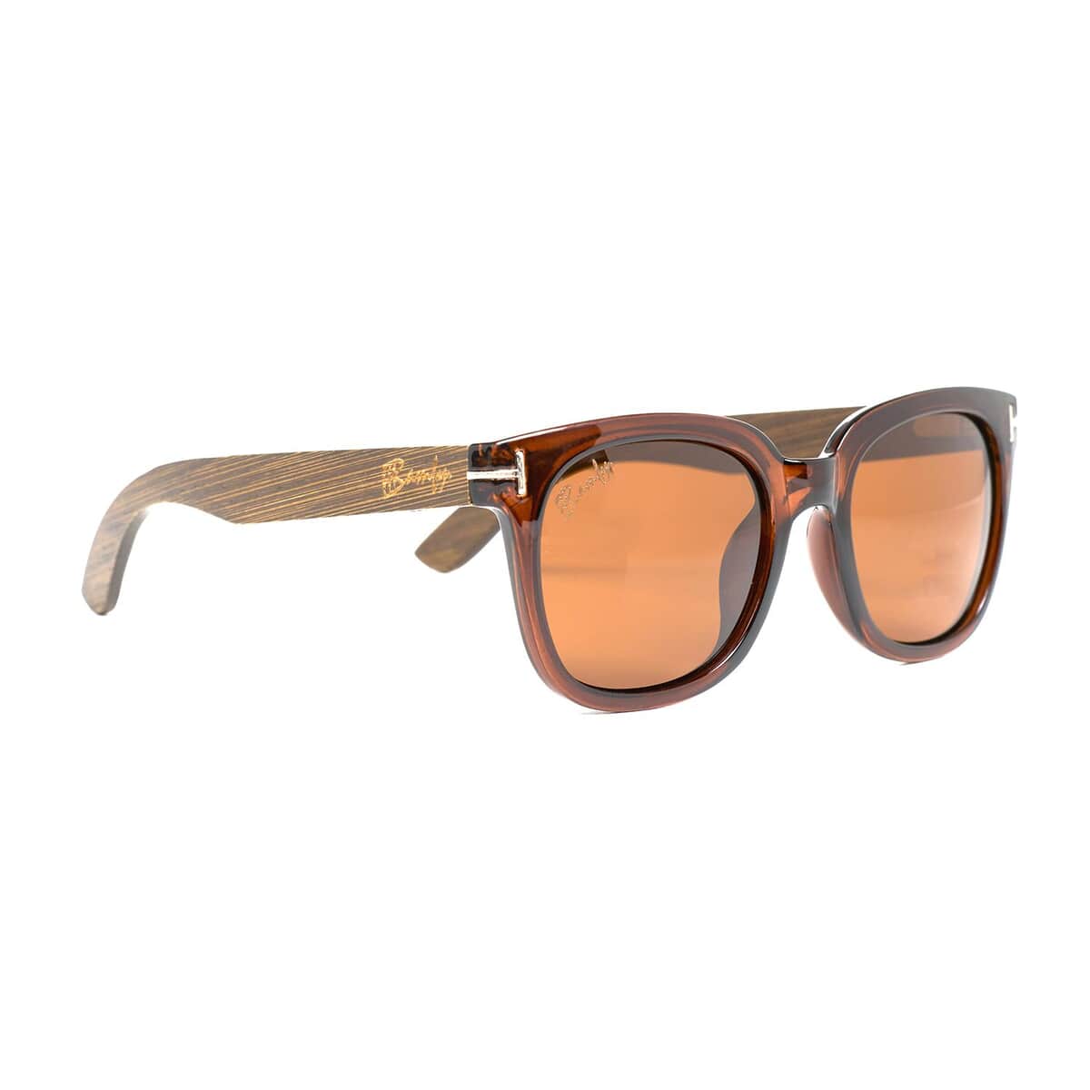 Bamfy Malibu UV400 Sunglasses with Bamboo Legs and Case -Black image number 3