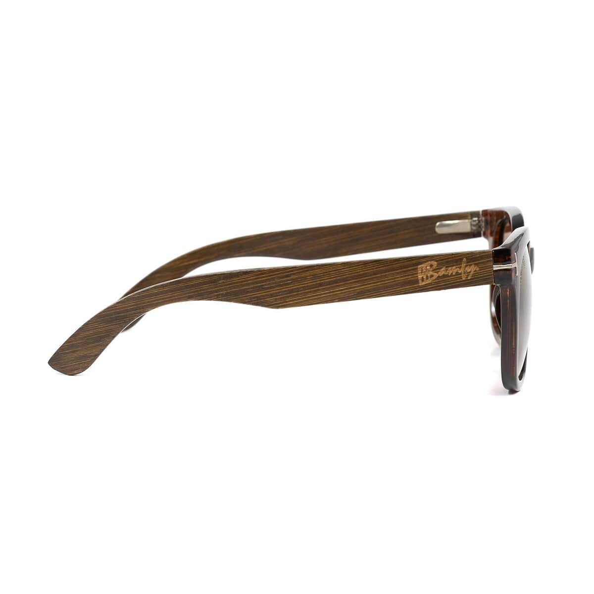 Bamfy Malibu UV400 Sunglasses with Bamboo Legs and Case -Black image number 4