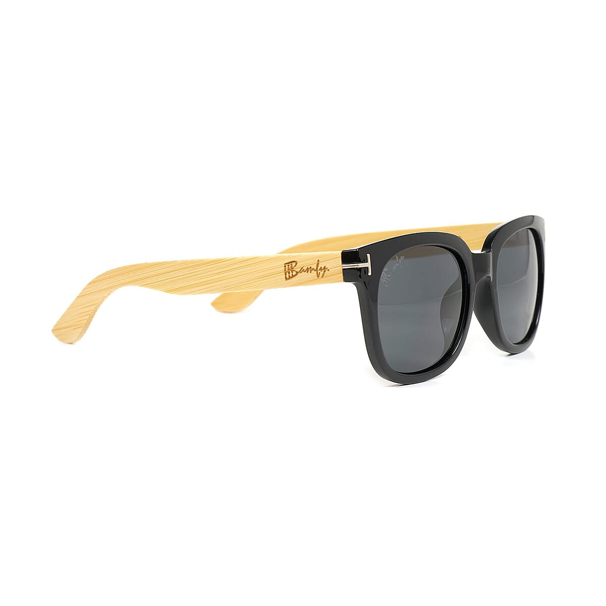 Bamfy Linda Vista UV400 Sunglasses with Bamboo Legs and Case -Black image number 1