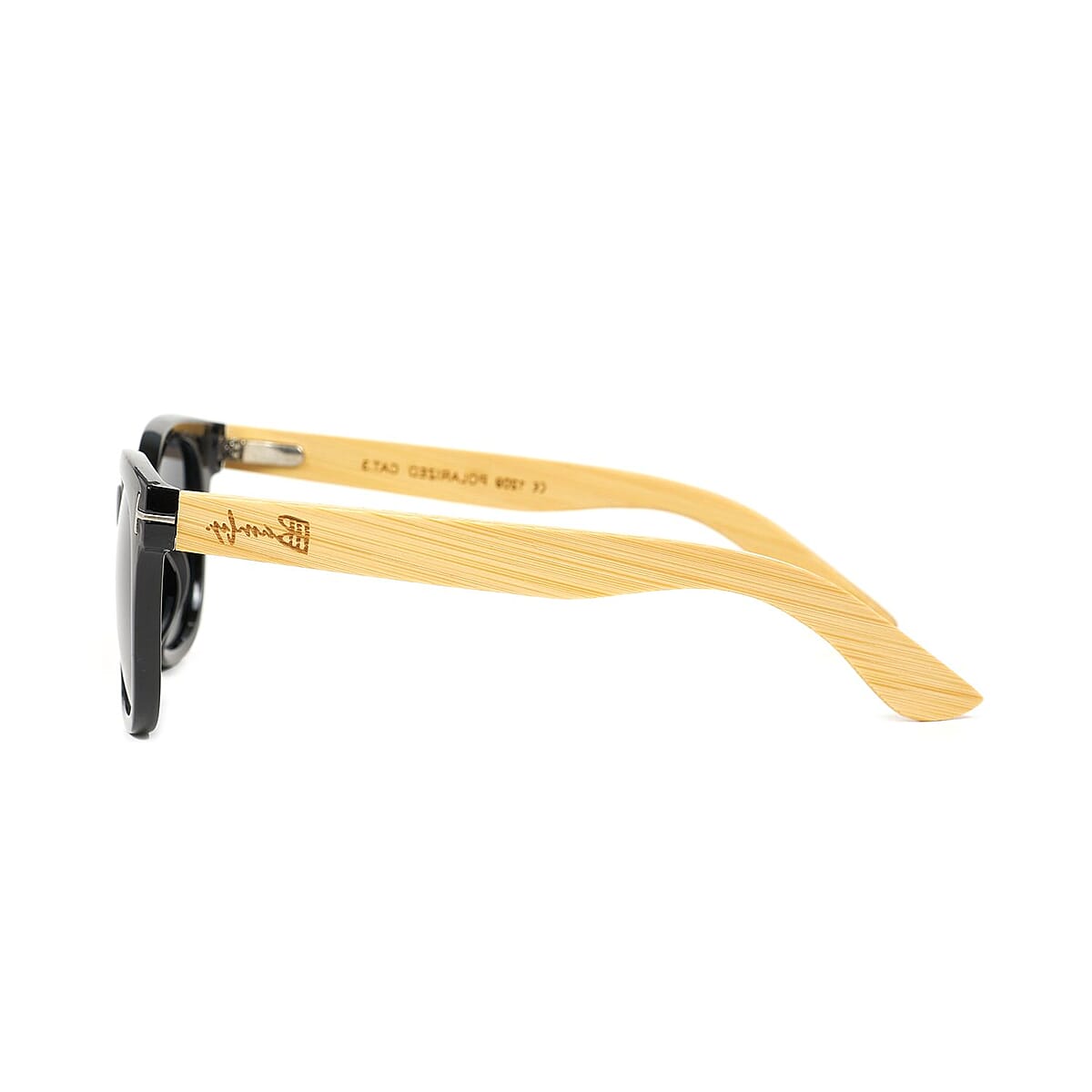 Bamfy Linda Vista UV400 Sunglasses with Bamboo Legs and Case -Black image number 2