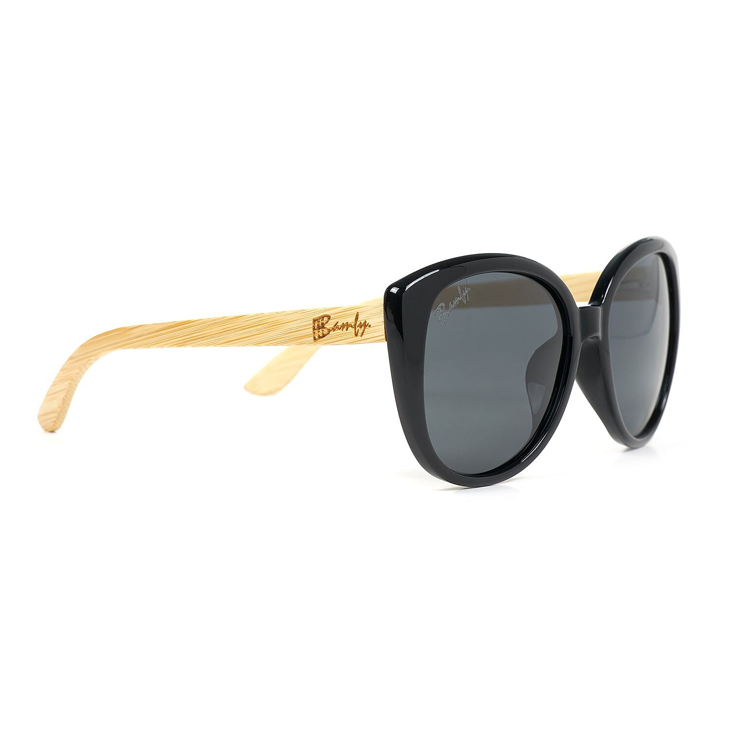 Bamfy Malibu UV400 Sunglasses with Bamboo Legs and Case -Black