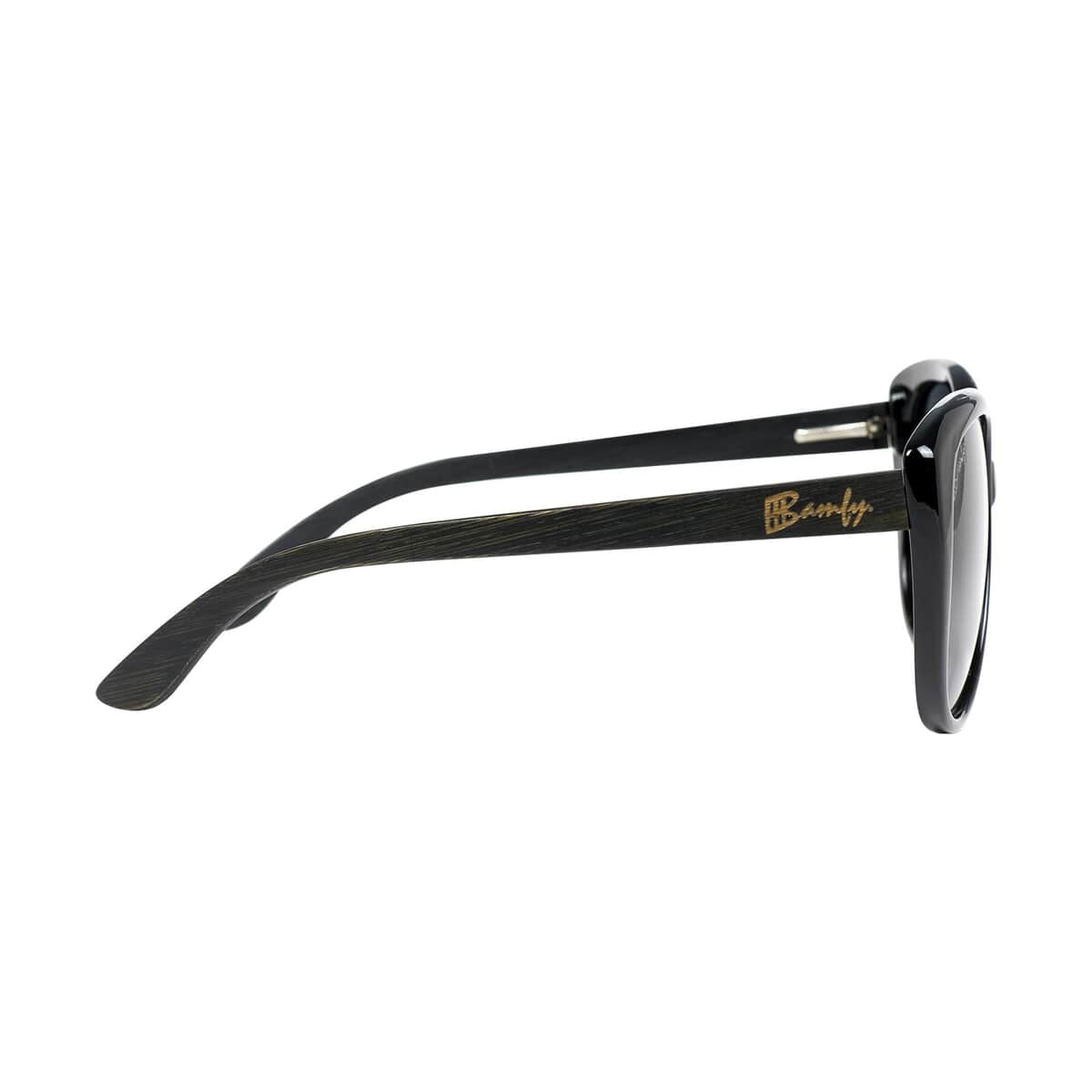 Bamfy Malibu UV400 Sunglasses with Bamboo Legs and Case -Blackout image number 2