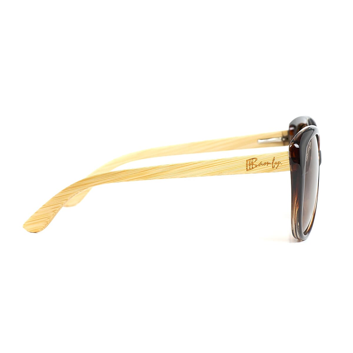 Bamfy Malibu UV400 Sunglasses with Bamboo Legs and Case -Brown image number 3
