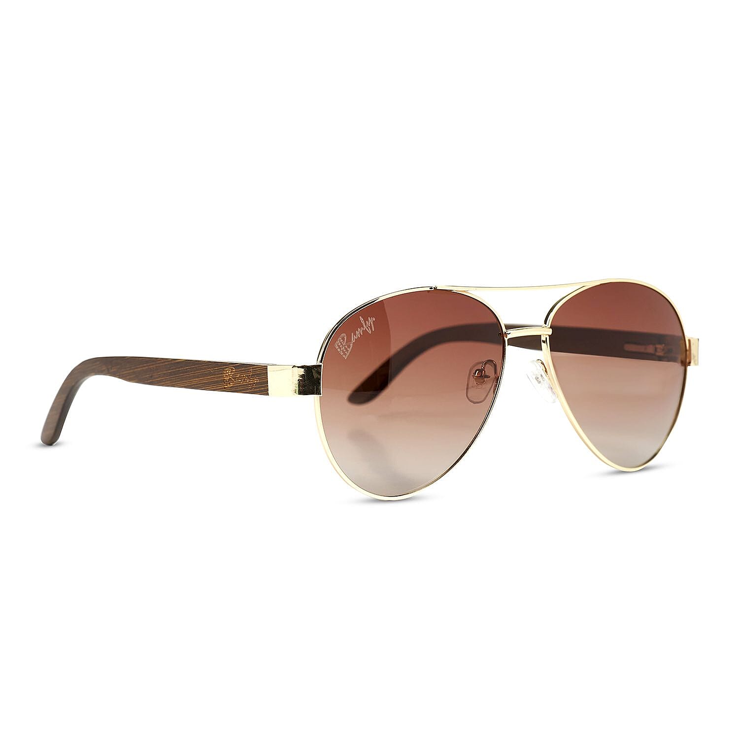 Bamfy Laguna Beach UV400 Sunglasses with Bamboo Legs and Case -Hazel Brown
