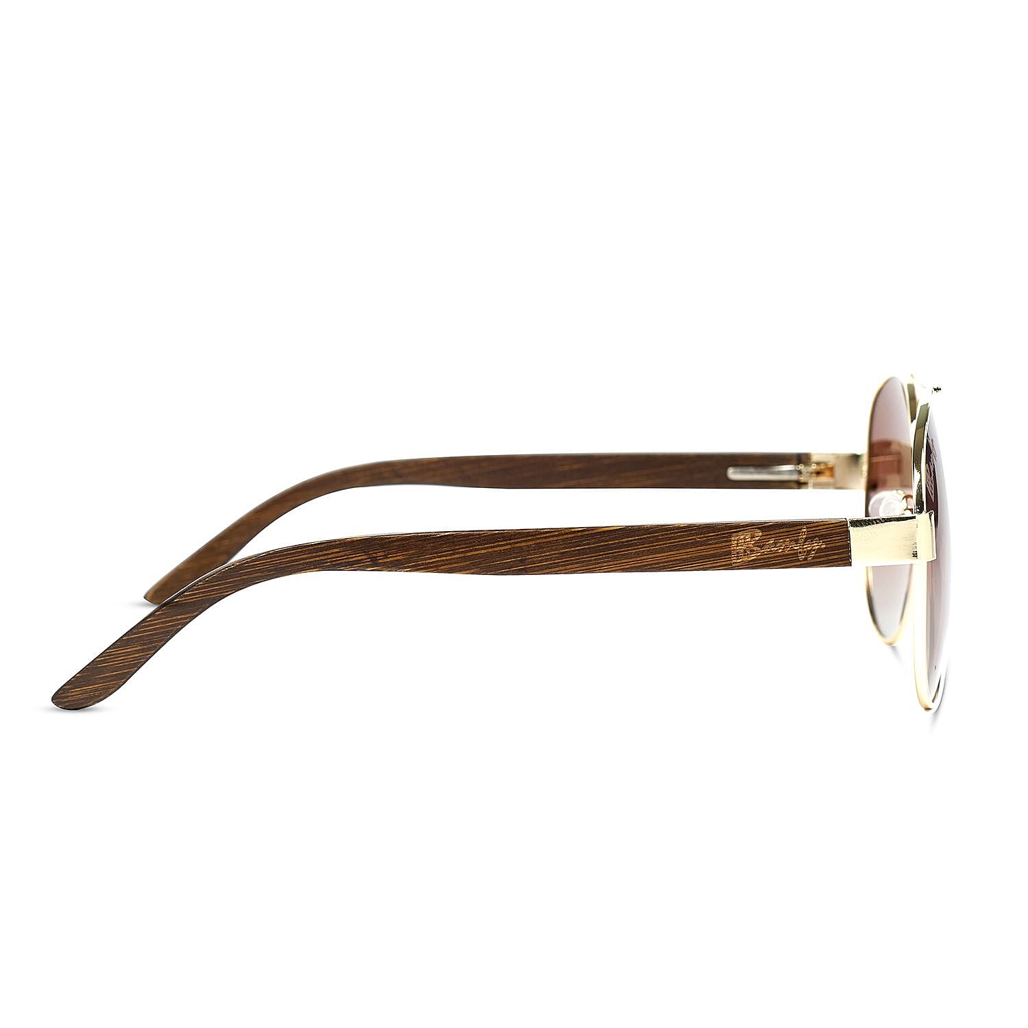 Bamfy Laguna Beach UV400 Sunglasses with Bamboo Legs and Case -Hazel Brown