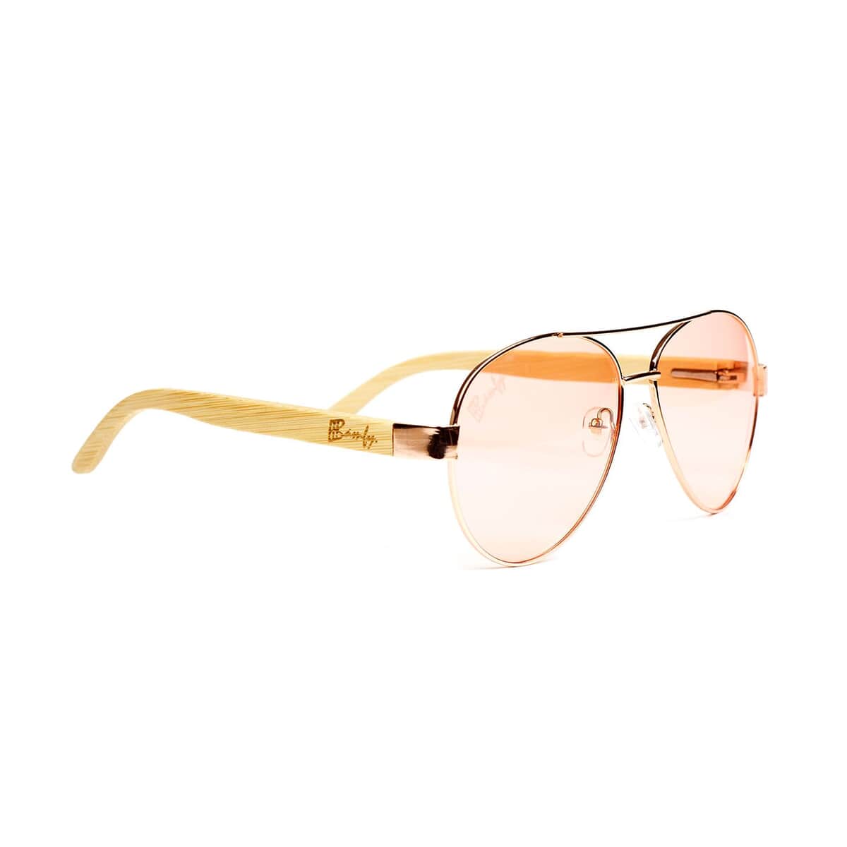 Bamfy Laguna Beach UV400 Sunglasses with Bamboo Legs and Case -Rosy Pink image number 2