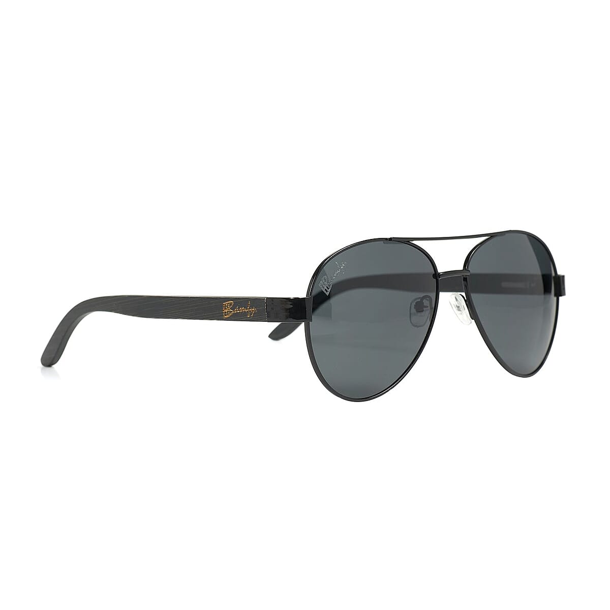 Bamfy Laguna Beach UV400 Sunglasses with Bamboo Legs and Case -Blackout image number 3