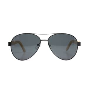 Bamfy Laguna Beach UV400 Sunglasses with Bamboo Legs and Case -Black