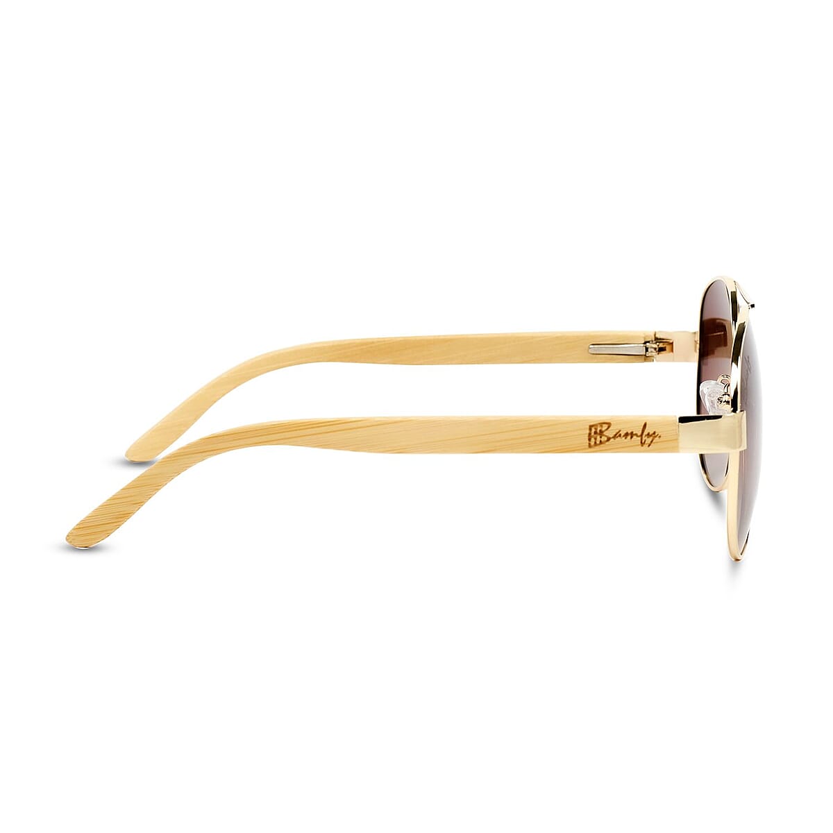 Bamfy Laguna Beach UV400 Sunglasses with Bamboo Legs and Case -Hazel image number 5