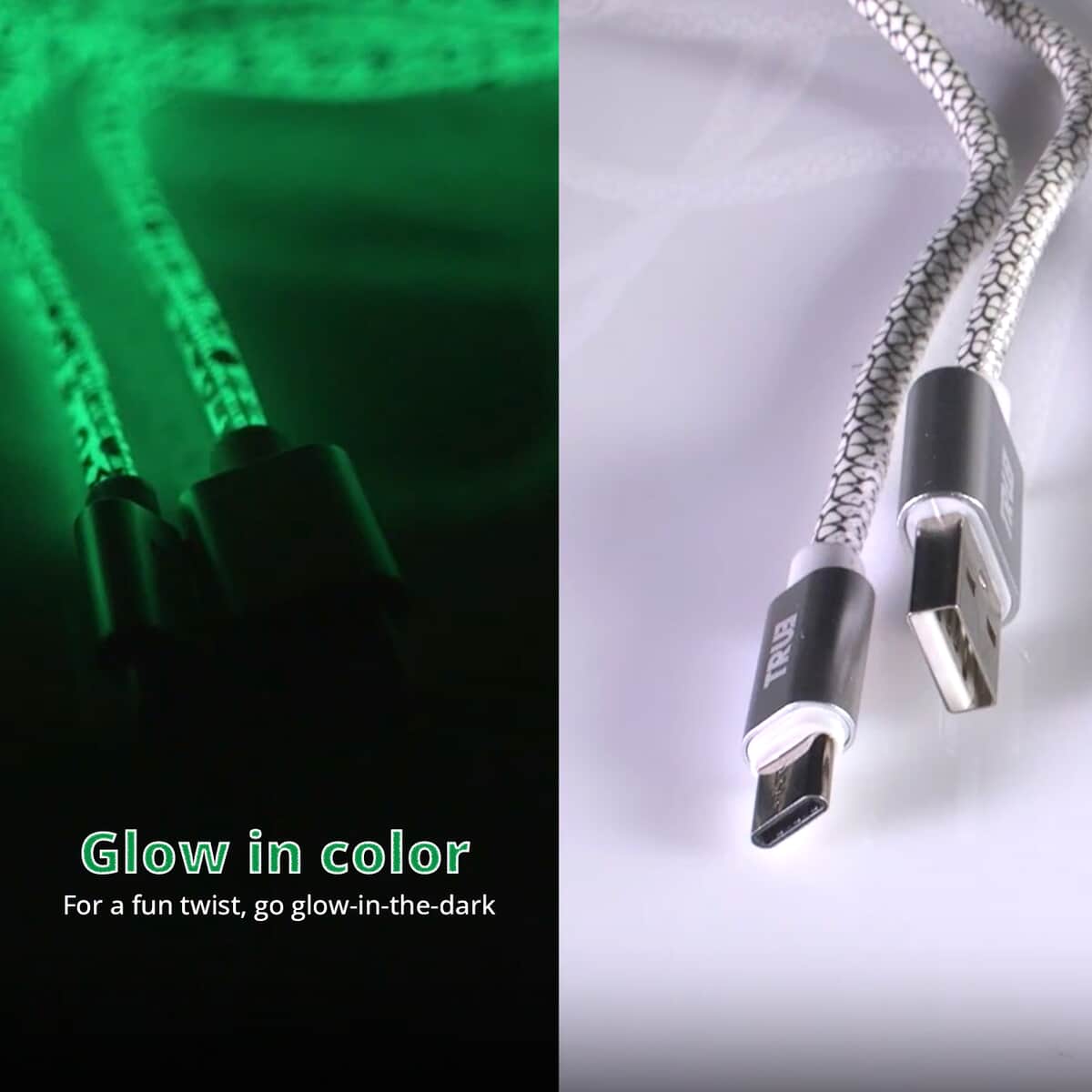 Closeout 10ft USB-A to Micro Glow in the Dark Charging Cable image number 2