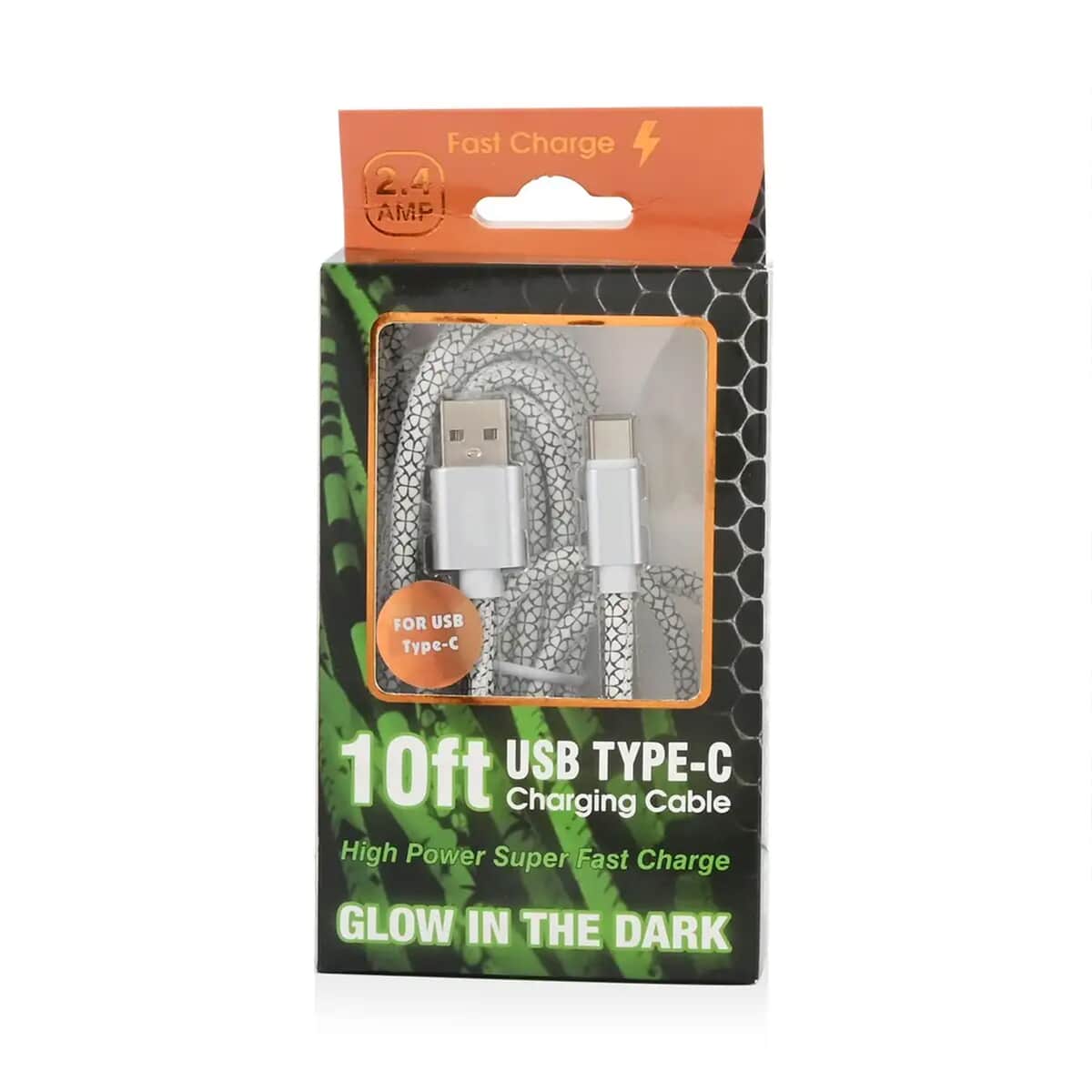 Closeout 10ft USB-A to USB-C Glow in the Dark Charging Cable image number 0