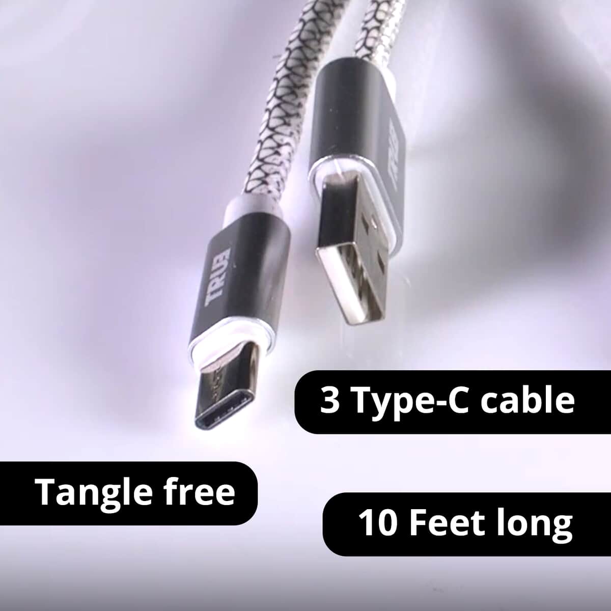 Closeout 10ft USB-A to USB-C Glow in the Dark Charging Cable image number 1