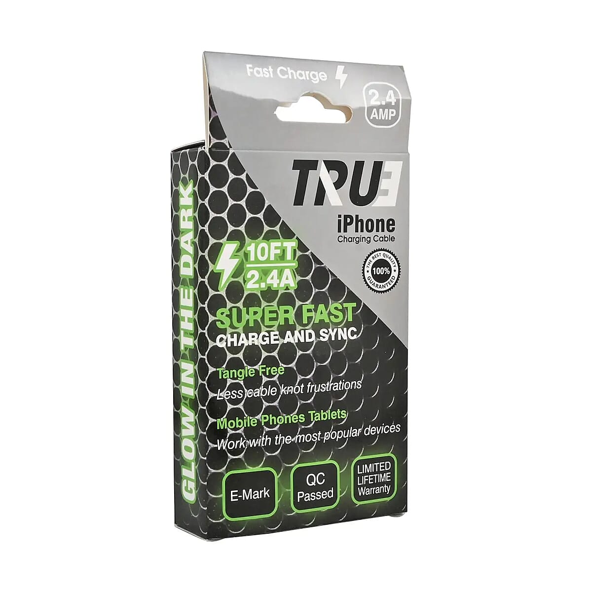 10ft USB-A to Lightning (Apple) Glow in the Dark Charging Cable image number 6