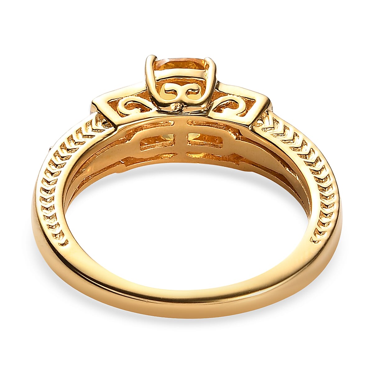 Premium Brazilian Heliodor, White and Coffee Zircon Ring in Vermeil Yellow Gold Over Sterling Silver (Size 10.0) 1.35 ctw image number 4