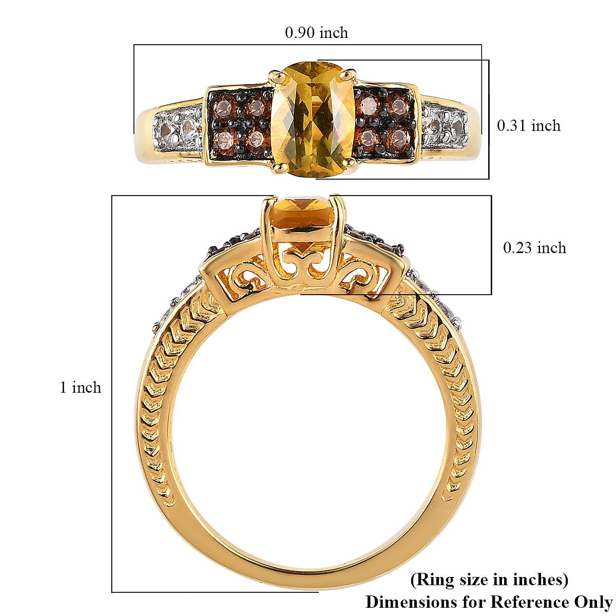Premium Brazilian Heliodor, White and Coffee Zircon Ring in Vermeil Yellow Gold Over Sterling Silver (Size 10.0) 1.35 ctw image number 5